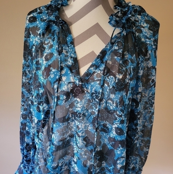 Anthropologie sheer printer peasant blouse size medium. - Picture 4 of 12